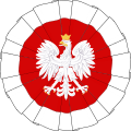 Polska Kokarda Narodowa (typ IVa – poprawna heraldycznie; z orzełkiem III RP).