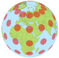Tissotsche Indikatrix des Globus in perspektivischer Darstellung