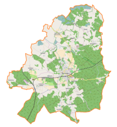 Mapa konturowa gminy Twardogóra, blisko centrum na prawo u góry znajduje się punkt z opisem „Drągów”