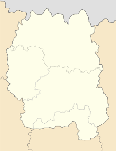 Mapa konturowa obwodu żytomierskiego, blisko centrum na lewo znajduje się punkt z opisem „Nediłyszcze”