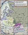 Historical map of Ukrainian Cossack Hetmanate and territory of Zaporozhian Cossacks under rule of Russian Empire (1751).