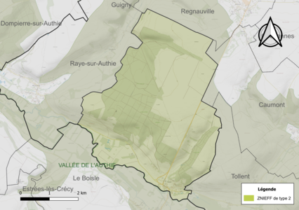 Carte de la ZNIEFF de type 2 sur la commune.