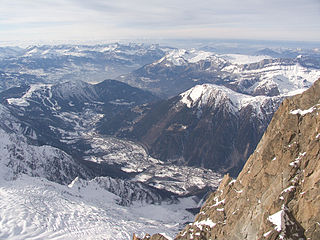 Vue depuis l'aiguille du Midi. Vallée de l'Arve.