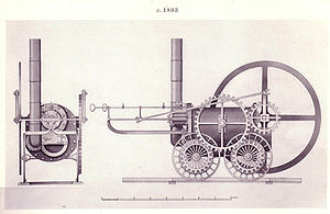 Drawing of the Coalbrookdale locomotive, the only record of its design.