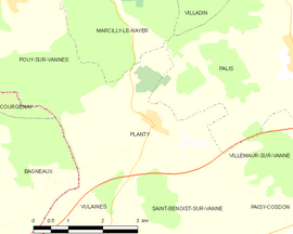 Mapa obce Planty
