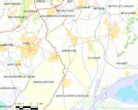 Mapa obce Aimargues