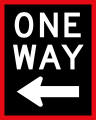 Old version of One-way traffic (pointing left) (19??-1987)