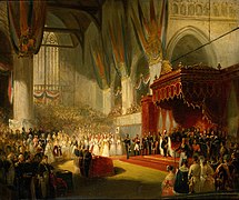 De inhuldiging van koning Willem II in de Nieuwe Kerk (La proclamación del rey Guillermo II en la Nieuwe Kerk), 1840-1850. Óleo sobre lienzo, 55 × 46.5 cm. Ámsterdam, Rijksmuseum.