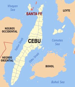 Mapa de Cebu con Santa Fe resaltado