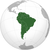 Lage Siidamerika Südamerikas auf einer Weltkarte