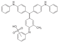 Deutsch: Struktur von Triphenylrosanilinsulfonsäure English: Structure of Triphenylrosaniline sulfonic acid