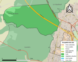 Carte en couleurs présentant l'occupation des sols.