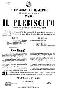 Avviso di convocazione del plebiscito a Treviso