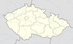 Mapa konturowa Czech, blisko centrum u góry znajduje się punkt z opisem „Libotov”
