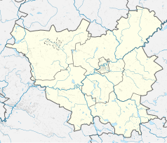 Mapa konturowa powiatu golubsko-dobrzyńskiego, blisko centrum na lewo u góry znajduje się punkt z opisem „Kowalewo Pomorskie”