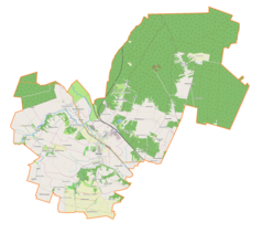 Mapa konturowa gminy Kunów, po lewej znajduje się punkt z opisem „Nietulisko Duże”