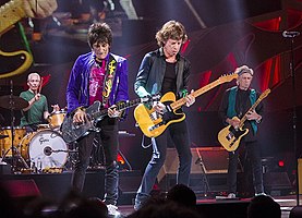 The Rolling Stones performing at Summerfest in Milwaukee in 2015. Left to right: Charlie Watts, Ronnie Wood, Mick Jagger and Keith Richards