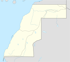 Mapa konturowa Sahary Zachodniej, u góry znajduje się punkt z opisem „Al-Ujun”