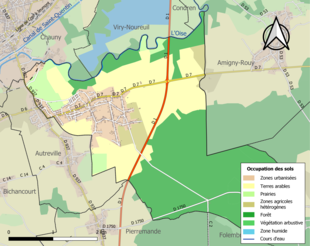 Carte en couleurs présentant l'occupation des sols.