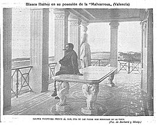 1904-07-08, El Gráfico, Blasco Ibáñez en su posesión de la “Malvarrosa„ (Valencia), Galería pompeyana frente al mar, una de las piezas más hermosas de la finca.jpg