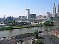 Cuyahoga river and downtown Cleveland