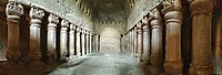 Great Chaitya hall at Kanheri in Mumbai. A slightly late imitation of the Great Chaitya at Karla Caves.[48]