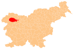 Localização do município de Bohinj na Eslovênia