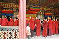 Tibet budizm'i rahipleri (lamalar) bir manastırda.