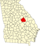 Harta statului Georgia indicând comitatul Washington