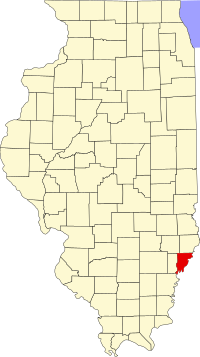 Map of Ilinois highlighting Wabash County