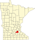 Harta statului Minnesota indicând comitatul Scott