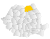 Map of Romania highlighting Suceava County