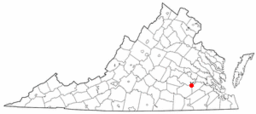 Petersburgs läge på en karta över Virginia.