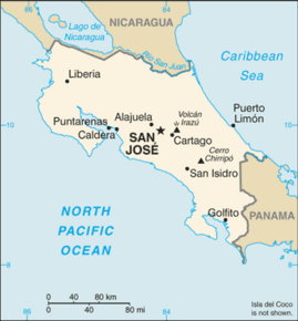 Kart over Republikken Costa Rica
