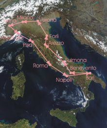 13. Giro d'Italia rotası.