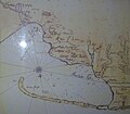 Stará mapa zachycující bývalé ostrovy na místě dnešní Helské kosy (sever je na mapě dole)