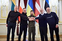 En Kiev, Zelenski se reunió con los presidentes de Polonia, Letonia, Lituania y Estonia, 13 de abril de 2022.