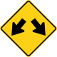 Zeichen W12-1 Doppelpfeil (Bedeutet, dass der Verkehrsteilnehmer das Hindernis beidseitig umfahren darf)