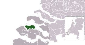 Highlighted position of Noord-Beveland in a municipal map of Zeeland