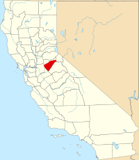 Kort over California med Calaveras County markeret