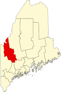 Map of Mejn highlighting Franklin County