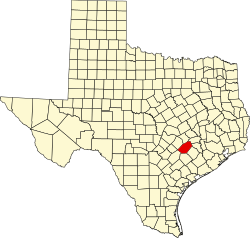 Karte von Fayette County innerhalb von Texas