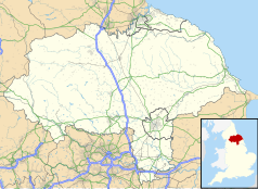 Mapa konturowa North Yorkshire, na dole nieco na prawo znajduje się punkt z opisem „Drax”