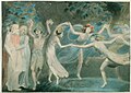 Oberon, Titania and Puck with Fairies Dancing door William Blake (ca. 1786)