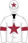 White, maroon star, armlets and star on cap