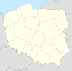 Mapa konturowa Polski, na dole nieco na prawo znajduje się punkt z opisem „Gorlice”
