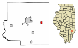 Location of Claremont in Richland County, Illinois.