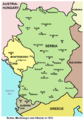 塞爾維亞在1913年的疆域，圖中還可見黑山与阿爾巴尼亞