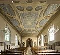 St Blasius in Freiburg Zähringen Blick von der Orgel zum Altar (Schwerpunkt Decke)