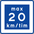 Rekommenderad lägre hastighet max 20 km/h